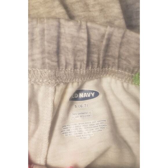 Old Navy Girls Jogger Pants Size S 6–7 Gray Heart Print Pink Bow Lounge - Picture 6 of 6